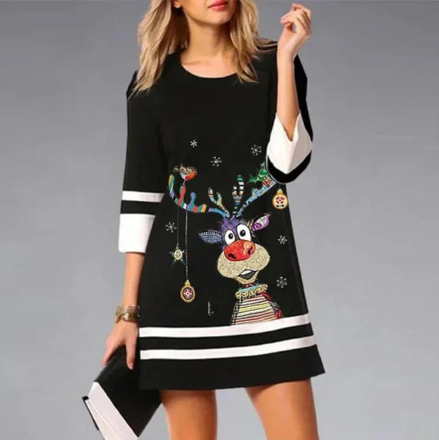 Women's Casual 3/4 Sleeve Christmas Dress | Mini 0
