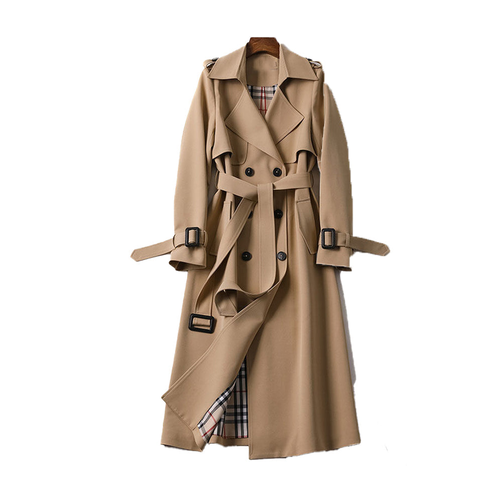 Women's Double Button Trench Coat - Classic Outerwear 0