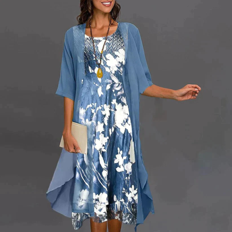 Women's Floral Print Dress with Blazer | Mini 0