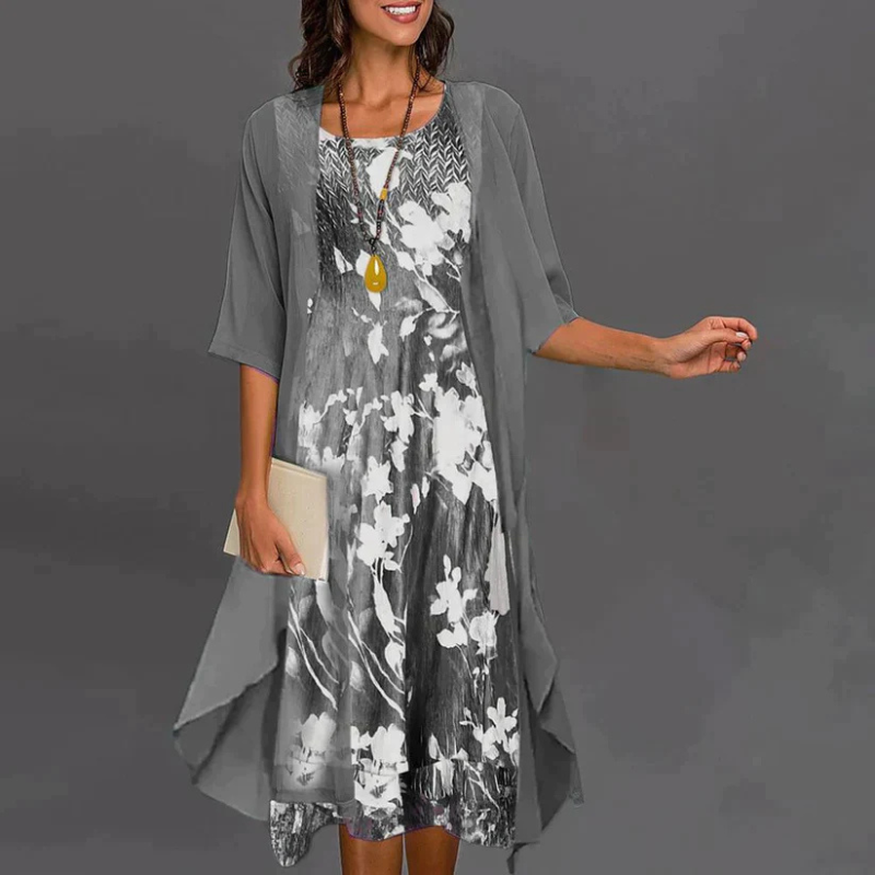 Women's Floral Print Dress with Blazer | Mini 1