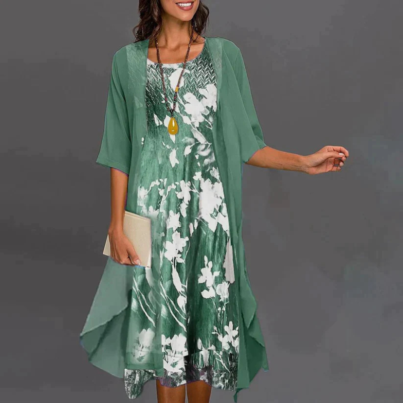 Women's Floral Print Dress with Blazer | Mini 2