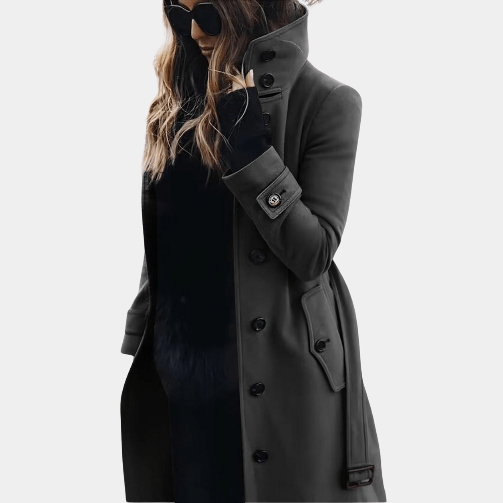 Women's High-Collar Wool Coat | Belted | Elegant Tailored Fit | Casual Layer 1