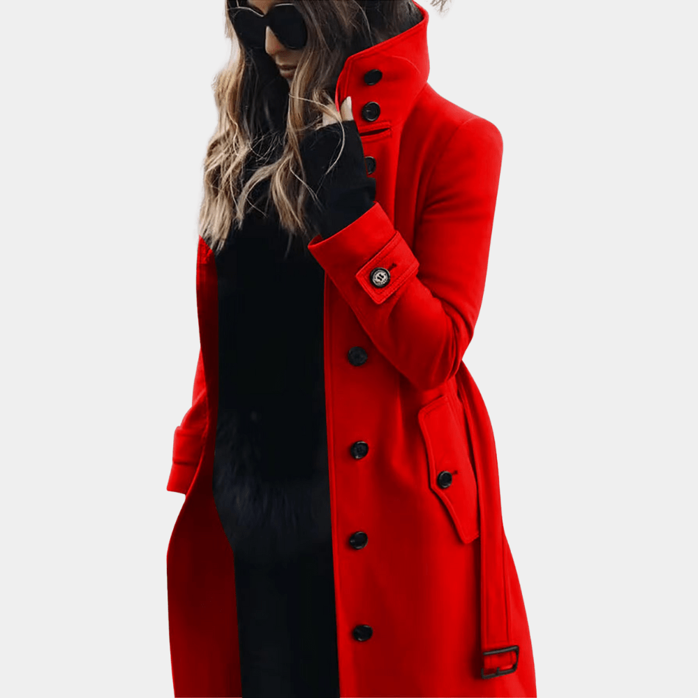 Women's High-Collar Wool Coat | Belted | Elegant Tailored Fit | Casual Layer 2