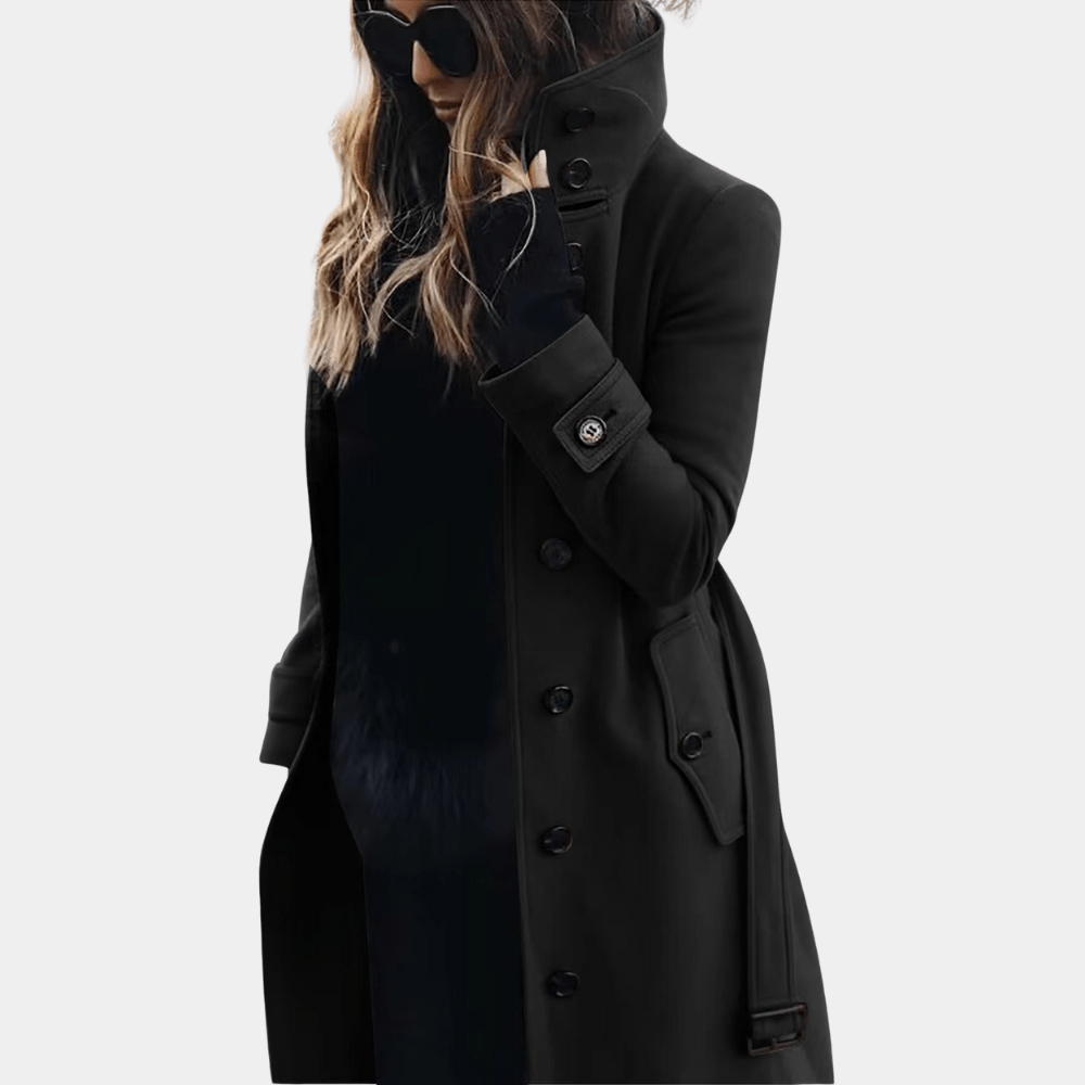 Women's High-Collar Wool Coat | Belted | Elegant Tailored Fit | Casual Layer 3