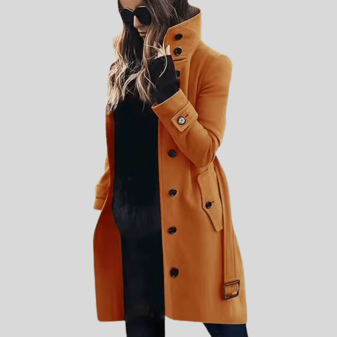 Women's High-Collar Wool Coat | Belted | Elegant Tailored Fit | Casual Layer 4