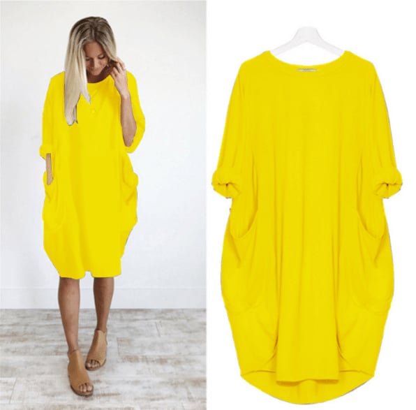 Women's Loose Fit Round Neck Midi Summer Dress 1