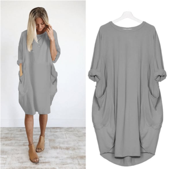 Women's Loose Fit Round Neck Midi Summer Dress 2