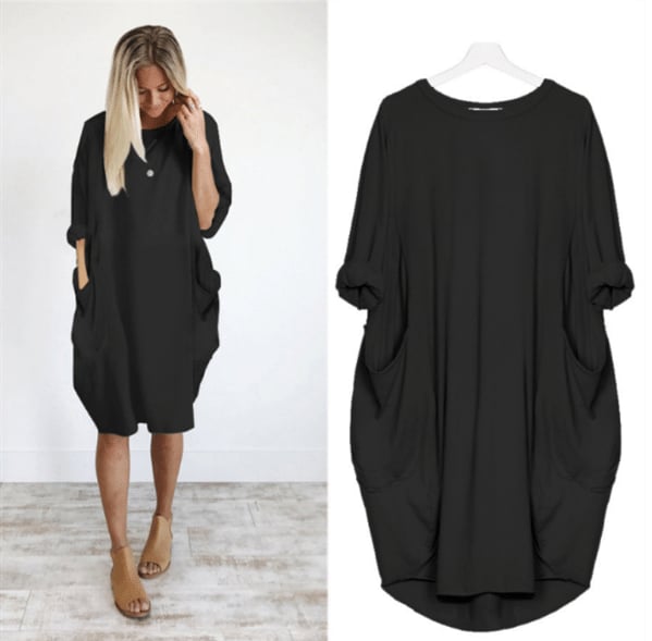 Women's Loose Fit Round Neck Midi Summer Dress 3