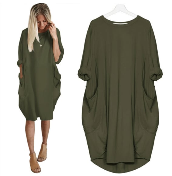 Women's Loose Fit Round Neck Midi Summer Dress 5