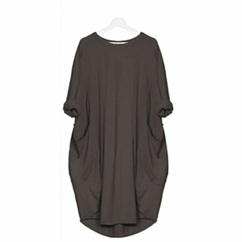 Women's Loose Fit Round Neck Midi Summer Dress 7