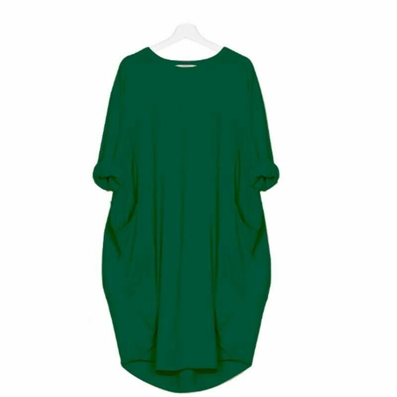 Women's Loose Fit Round Neck Midi Summer Dress 8