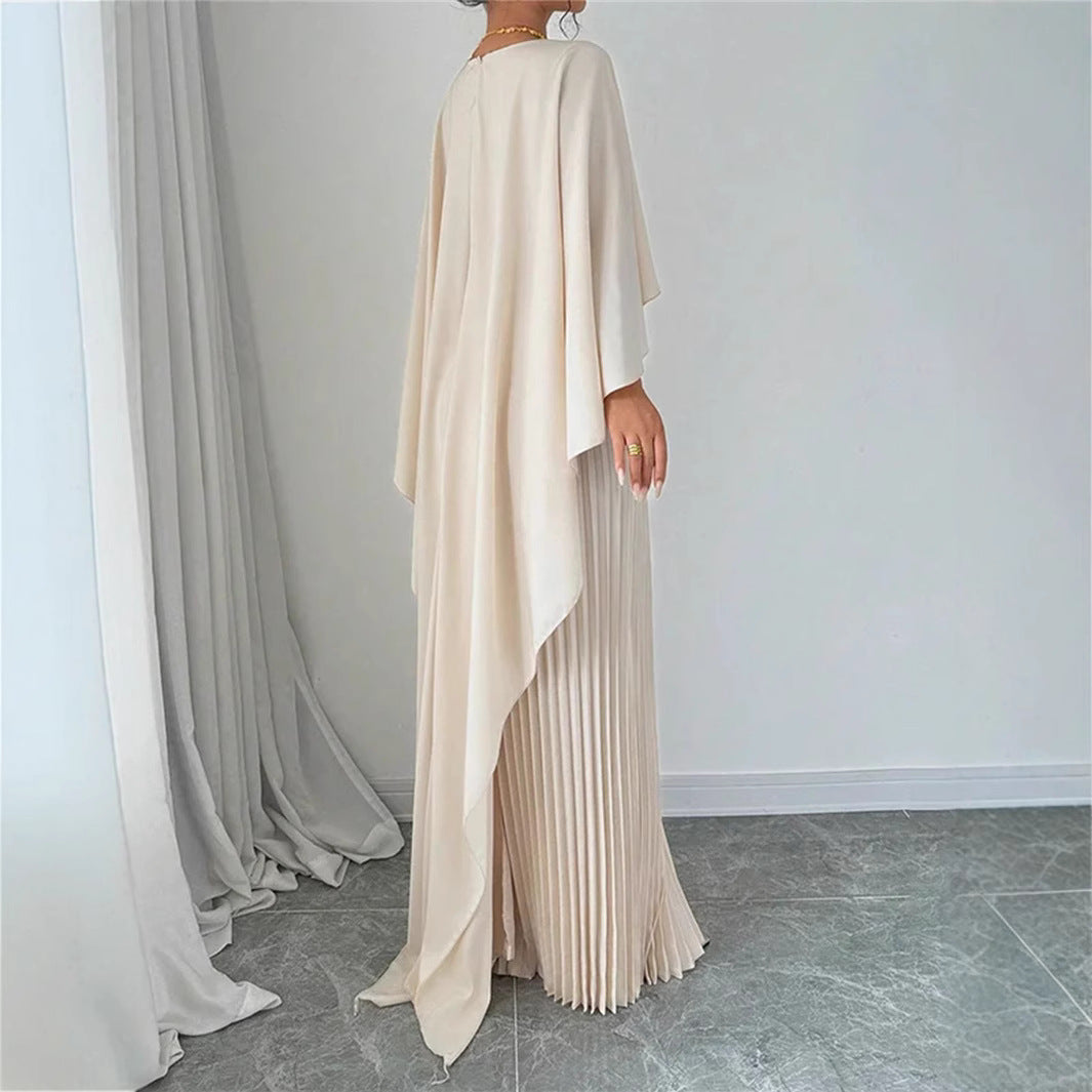 Women’s Maxi Dress – High Neck – Batwing Sleeves – Pleated Skirt – Flowing Fit 2