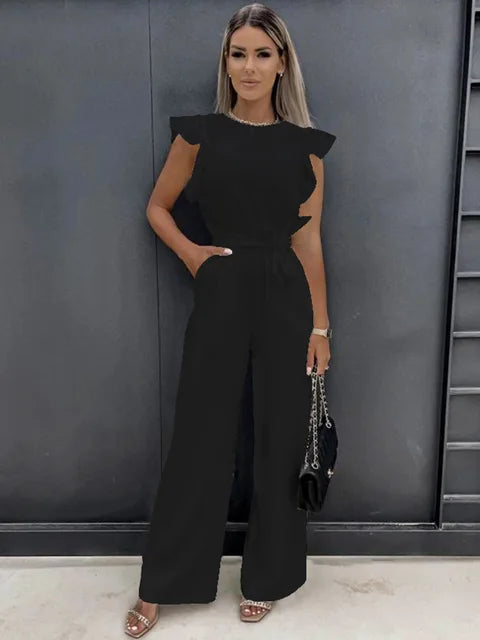 Women's Ruffle Sleeve Wide Leg Jumpsuit 0