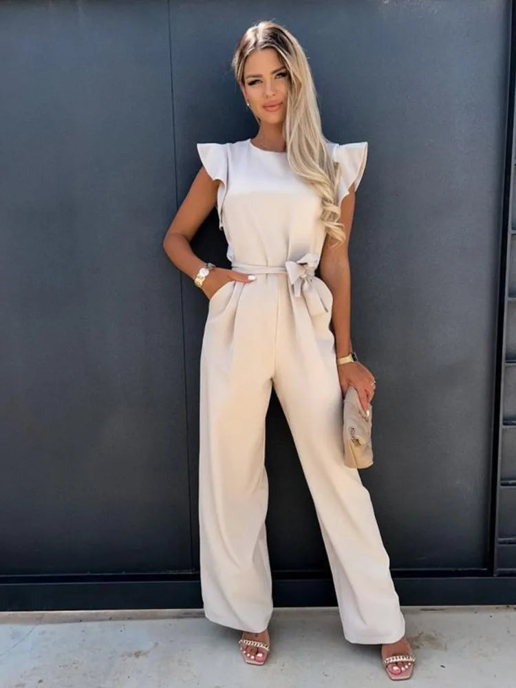 Women's Ruffle Sleeve Wide Leg Jumpsuit 5