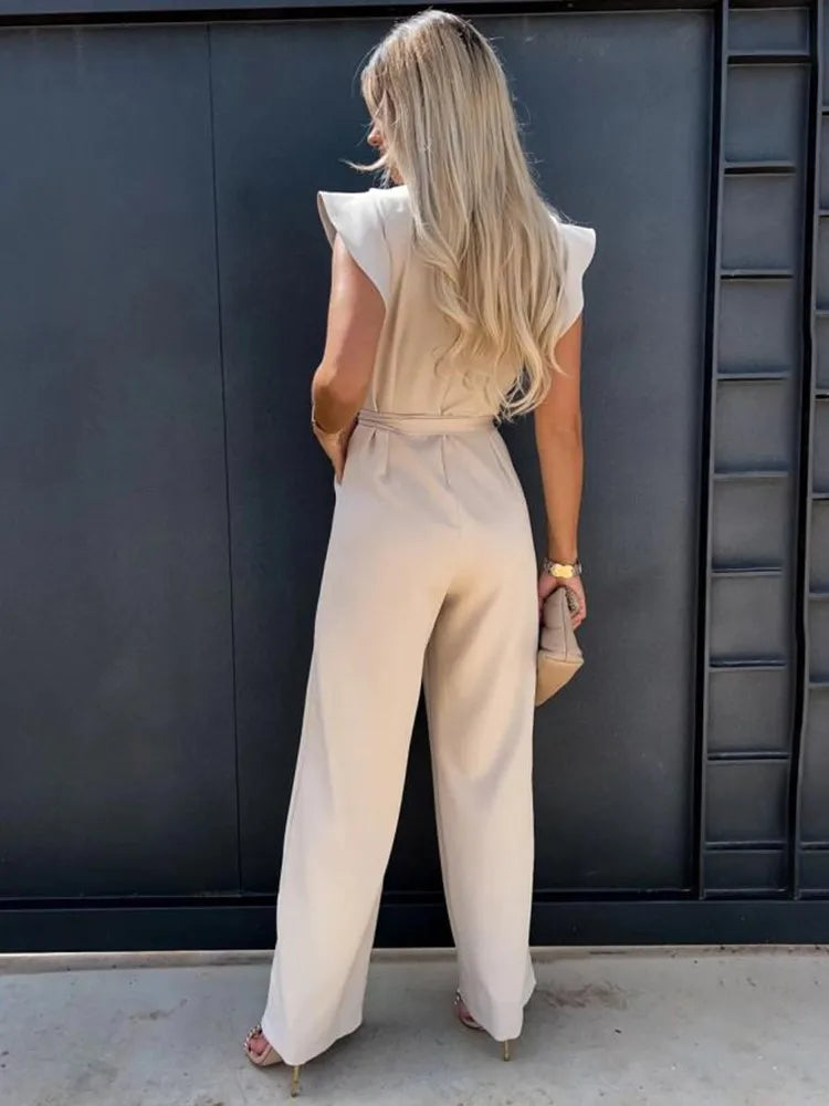Women's Ruffle Sleeve Wide Leg Jumpsuit 6