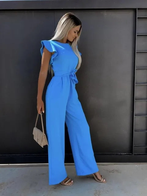 Women's Ruffle Sleeve Wide Leg Jumpsuit 7