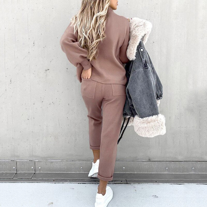 Women's Sweater and Pants Set | Two-Piece Knit Loungewear 8