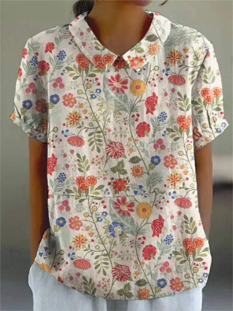 Women's vintage flower pattern blouse | Casual 13